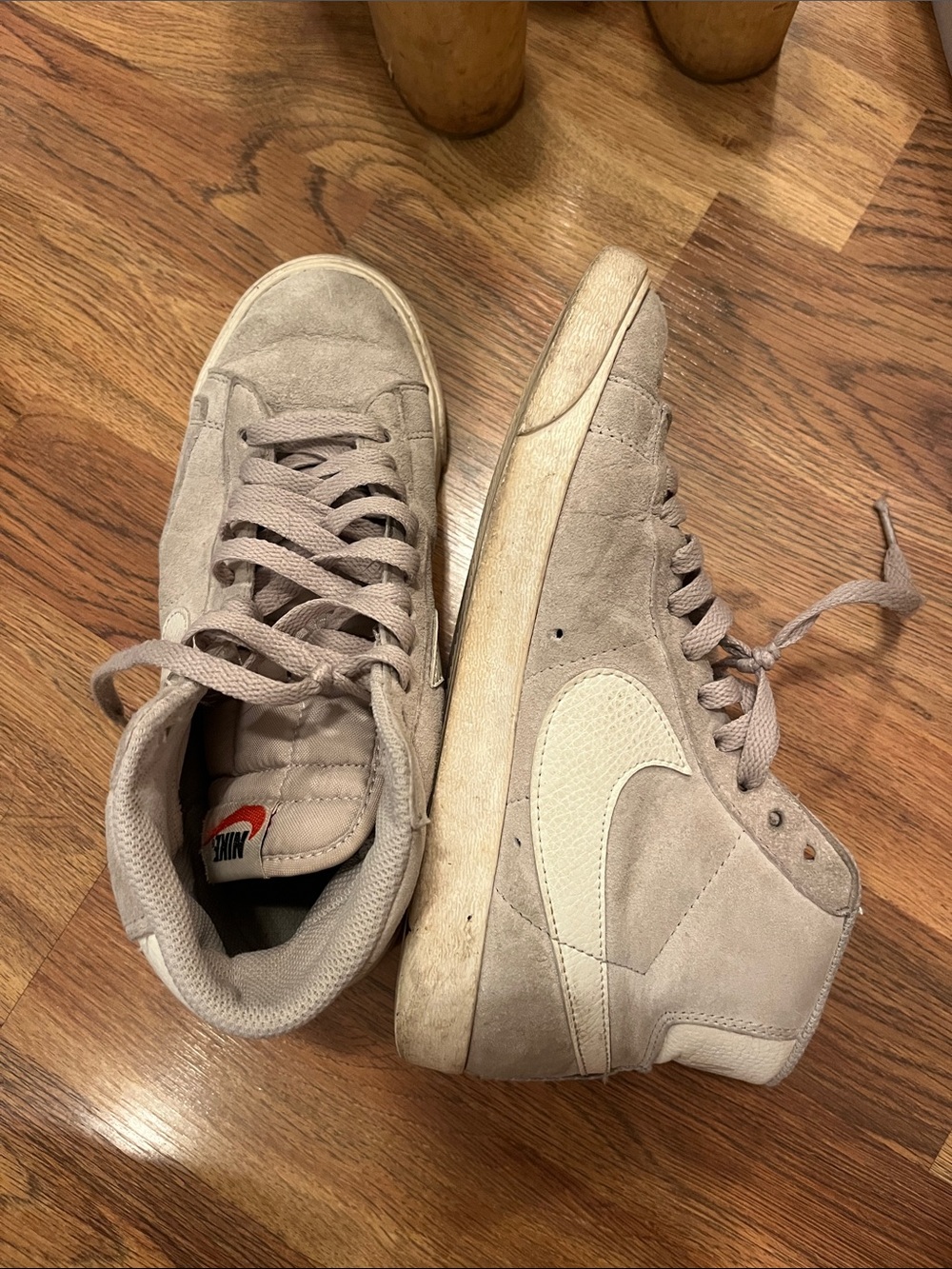 Nike Men’s High-Top Suede Sneakers in Light Taupe
